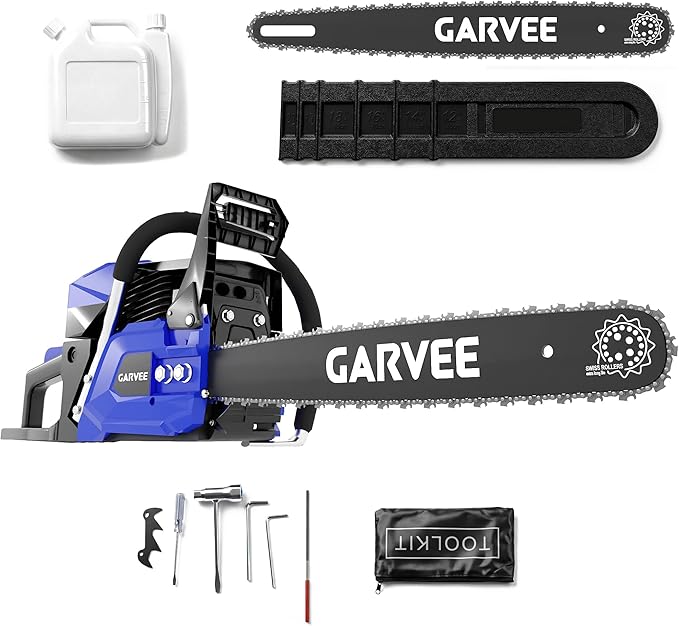 IDEALHOUSE Gas Chainsaws, 20 Inch Gas Powered Chainsaw, 52CC 2-Stroke Top Handle Chainsaw, Ergonomic Non-Slip Handle and Dual Fuel Tanks, Quick Start, for Tree Pruning Wood Cutting Yard Maintenance