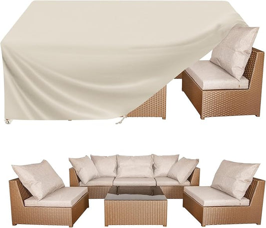 BALEINE Patio Furniture Covers, Outdoor Furniture Covers Waterproof, Heavy Duty Oxford Patio Table Cover for Outdoor Table, Chair, Sofa, Desk (Beige 98"L×78"W×28"H)