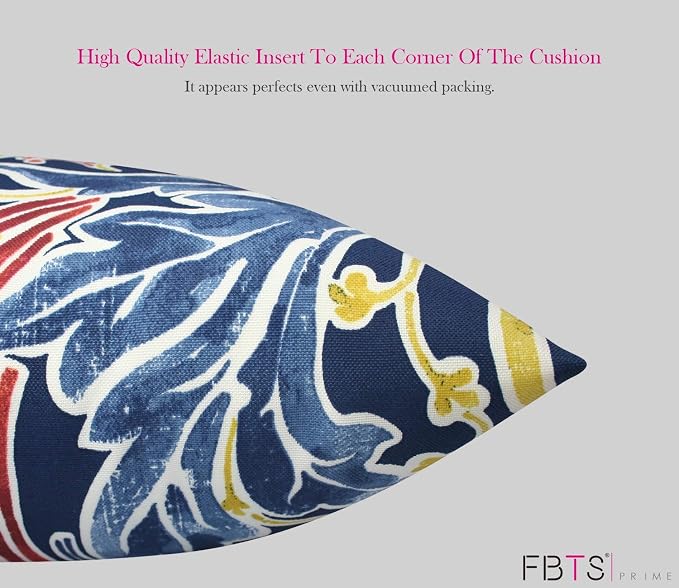 Outdoor Waterproof Decorative Throw Pillow Cover for Patio Furniture, 18x18 Inch Fade Resistant Patio Garden Cushion Cover for Couch Bed Sofa, Jacobean Navy