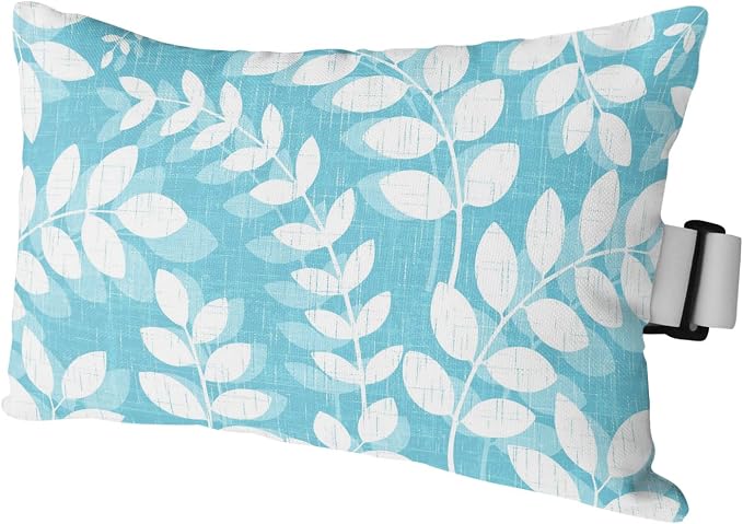 Outdoor Lumbar Pillow Set of 1, Light Blue Leaves Waterproof Beach Headrest Pillow with Inserts, Farmhouse Botanical Branch Vintage Boho Leaf Recliner Throw Pillows for Patio Furniture, 11 x 16