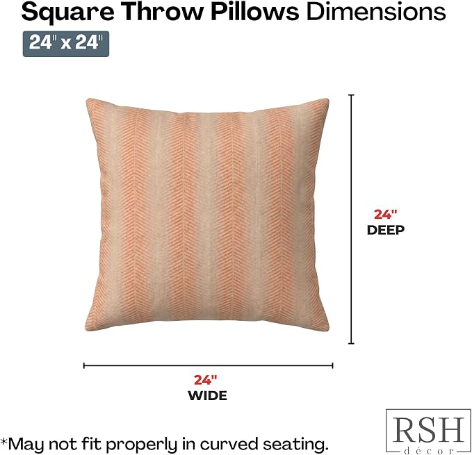 RSH DECOR: Sunbrella Square Throw Pillows Set of 2 | 24" x 24" | Water and Fade-Resistant Performance Fabric | Outdoor Pillow Covers with Down-Alternative Inserts | Made in USA (Perception Spark)