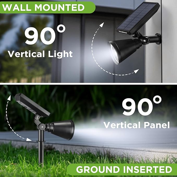 InnoGear 1 Solar Spot Lights Outdoor for Flag Pole Garden Yard, Cool White | Waterproof, Auto On/Off, Adjustable Brightness, 2 Installations, Tree, Uplights, Solar Powered Spotlight, Landscape Lighting