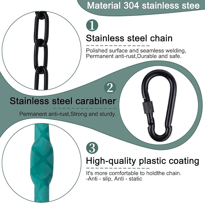 JACNITAD 64inch Hanging Swing Chair Chain (4)+ 8 Free Quick Links, 1000LB Load Bearing,Indoor and Outdoor Playground Swings, Hammocks, Sandbags Swing Chains（4 Pack）