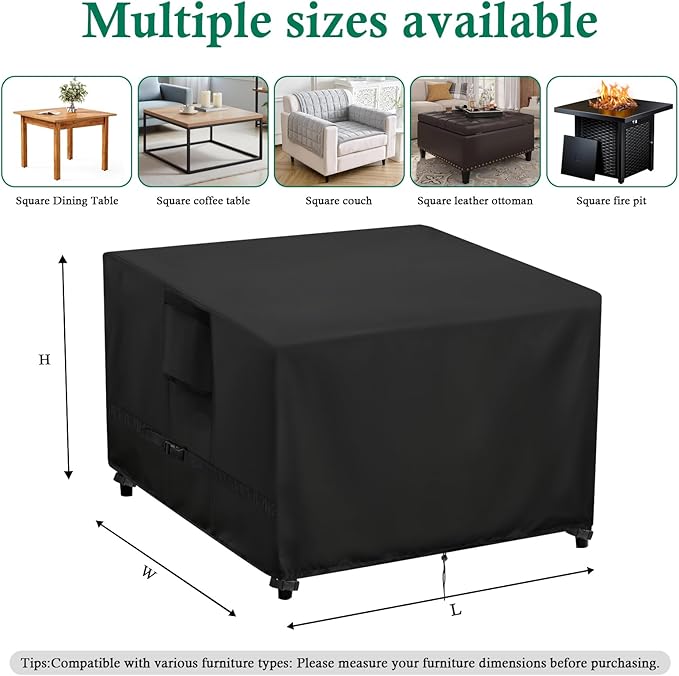 Outdoor Table Cover Square 36 inch Patio Table Cover Waterproof Patio Furniture Covers Rectangular for Outside Small Table and Chair Sets, Fire Pit, Coffee Table, Ottoman -36"L x 36"W x 42"H