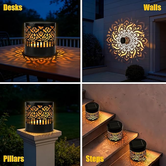 Decorative Solar Mandala Lights, 2026 New Mandala Solar Lights Outdoor, Mandala Theme Waterproof Fence Light, Shadow Projection Landscape Lighting for Backyard,Patio,Walkway,Lawn,Porch Decor (#A,4)