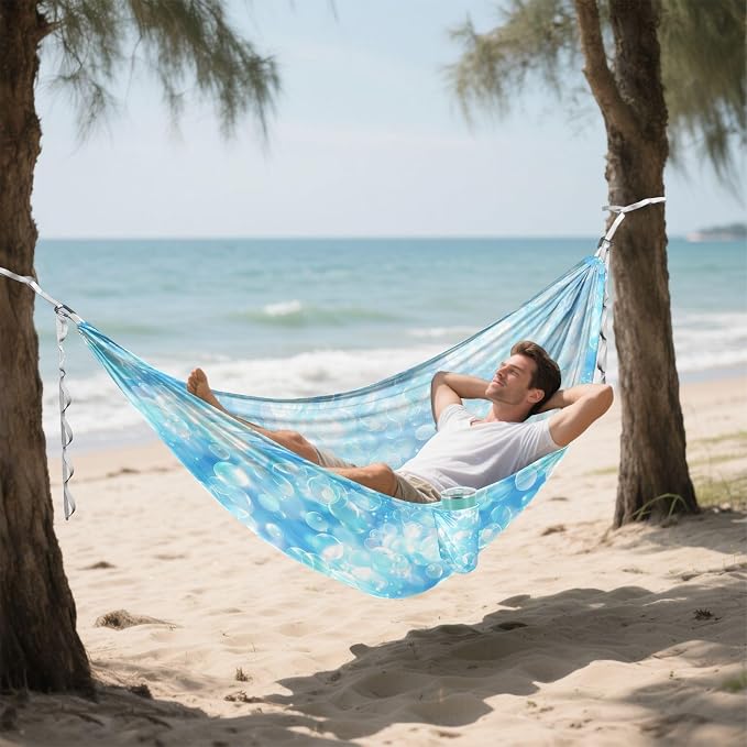 Camping Hammock Outdoor Hammocks for Outside Blue Bubble Beach Trees Portable Lightweight with Pockets Tree Straps Indoor