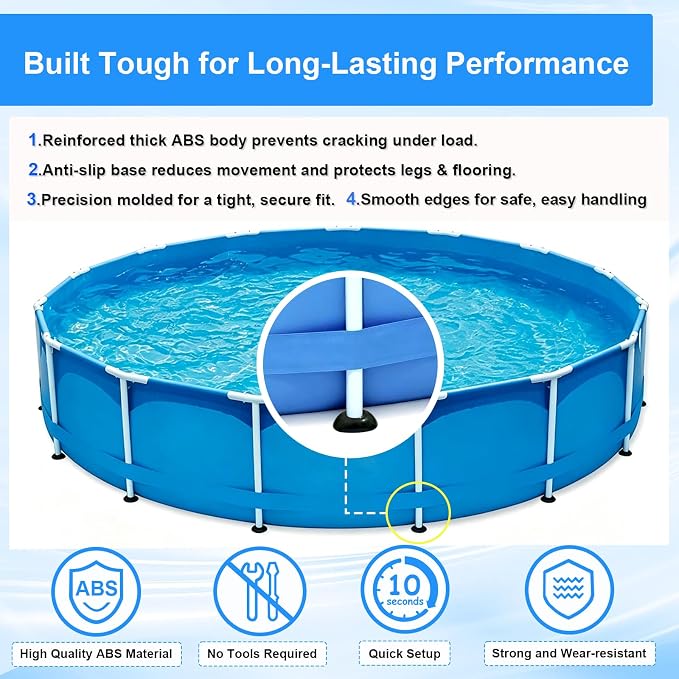 2 Pcs Footing Leg Cap Above-Ground Pool Replacement for Bestway Steel Pro MAX & Power Steel 16Ft /18Ft x 48In Frame Pool, Bestway P61802 Footing Leg Cap Grey