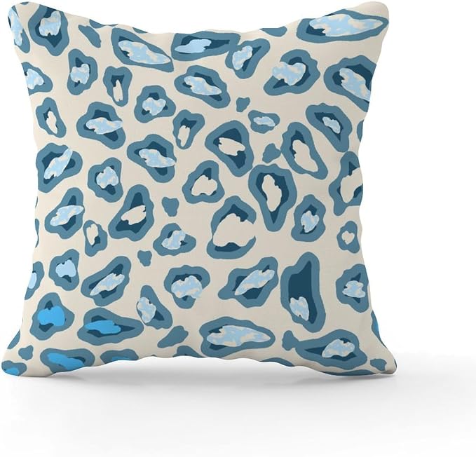 Chinoiserie Cheetah Print Pillowcase Blue-Green and Beige Cushion Cases 22x22 INClassic Accent Outdoor Garden Decoration for Couch Tent Park