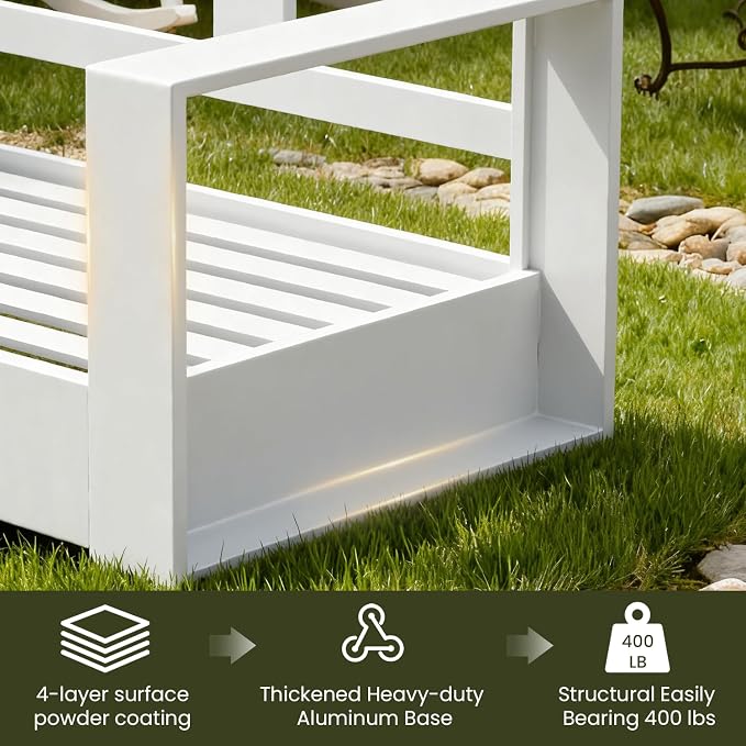LayinSun Oversized Aluminum Outdoor Furniture, 1 Piece Patio Lovseat Sofa, Deep Seating and Upgraded 6-inch Cushions for Porch, Balcony, Deck