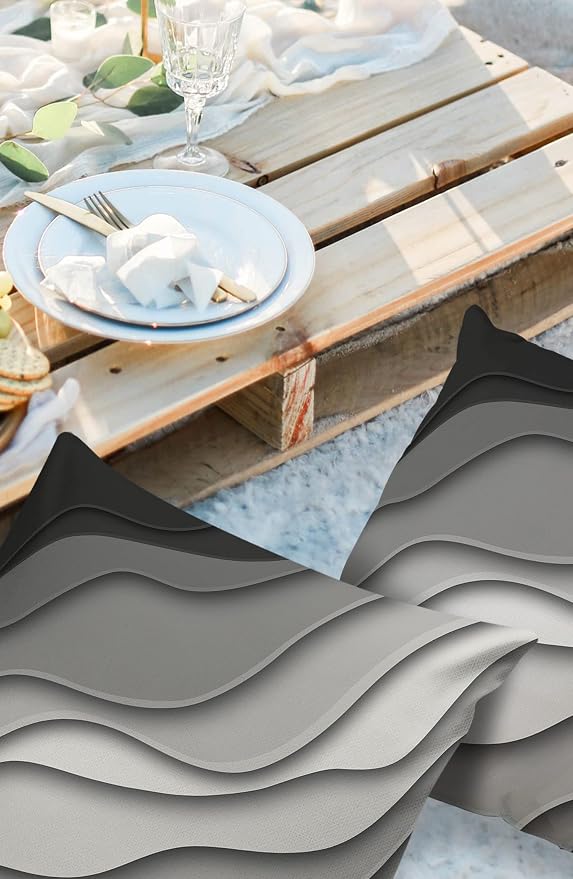 Funy Decor Waterproof Outdoor Throw Pillow Cover Gray Modern Geometric Lumbar Pillowcases Set of 2 Abstract Beach Decorative Patio Furniture Pillows for Couch Garden 18 x 18 Inches