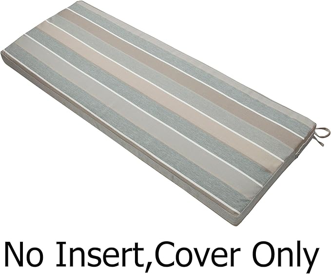 FUNHOME Outdoor Bench Cushion Cover 45 x18 x 3 inch,Water Resistant Cover with Zipper&Ties,Fade-Resistant Slipcover,Patio Porch Swing Cushion Cover Replacement Only,No Insert(Gray Stripe)