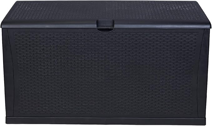Deck Box, 120-Gallon Patio Outdoor Plastic Storage 47.2" L x 24.01" W x 24.80" H Waterproof Black