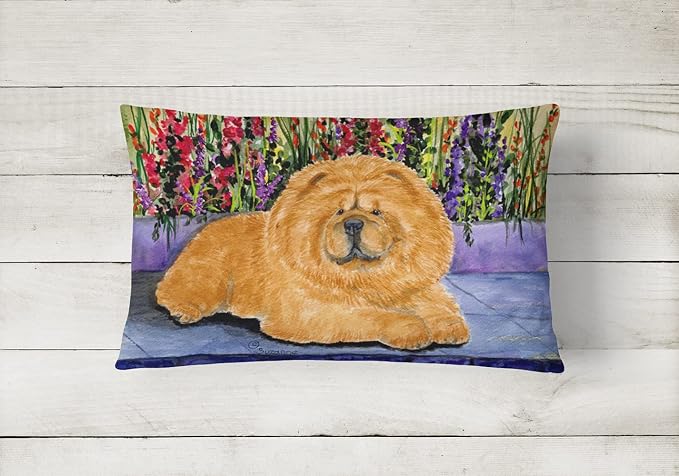 Caroline's Treasures SS8601PW1216 Chow Chow Canvas Fabric Decorative Pillow Machine Washable, Indoor Outdoor Decorative Pillow for Couch, Bed or Patio, 12HX16W
