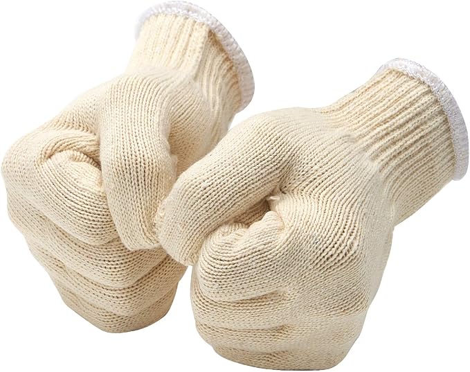 Safety gloves white cotton bbq heat liners grilling work glove men cooking women knitted cotton Pack of 12