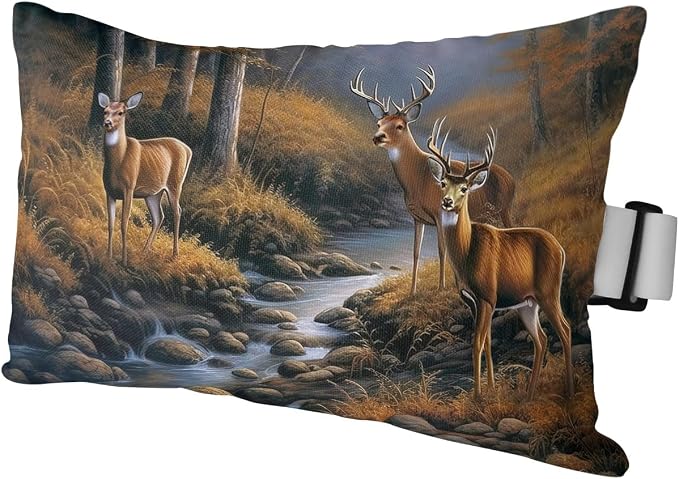 Outdoor Pillows Covers with Inserts Deer Standing by a Stream Deep in The Forest Waterproof Recliner Pillow with Adjustable Strap Throw Pillows for Patio Furniture Pool Lounge Chair, 11x16 inch, 1PCS