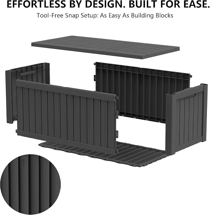 Outdoor Storage Box, 150 Gallon Waterproof Deck Box [Upgraded 3.0], Piston-Assisted Resin Trunk for Sectional Sofa Cushions, High-Capacity Lockable Double Storage Bench, Patio Lounge, Black