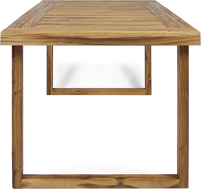 Christopher Knight Home Terry Acacia Wood Patio Dining Set for 6, Solid Wood Outdoor Dining Table Set for 6, 7 Piece Outdoor Dining Set with Rectangular Table and Woven Rope Accents, Teak+Beige+Black