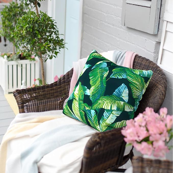 Outdoor Pillows for Patio Furniture 20x20 inch, Square Outdoor Throw Pillows with Inserts, Decorative Patio Pillows for Garden Couch Home Sofa Office Chair, Pack of 2, Hanalei Lagoon