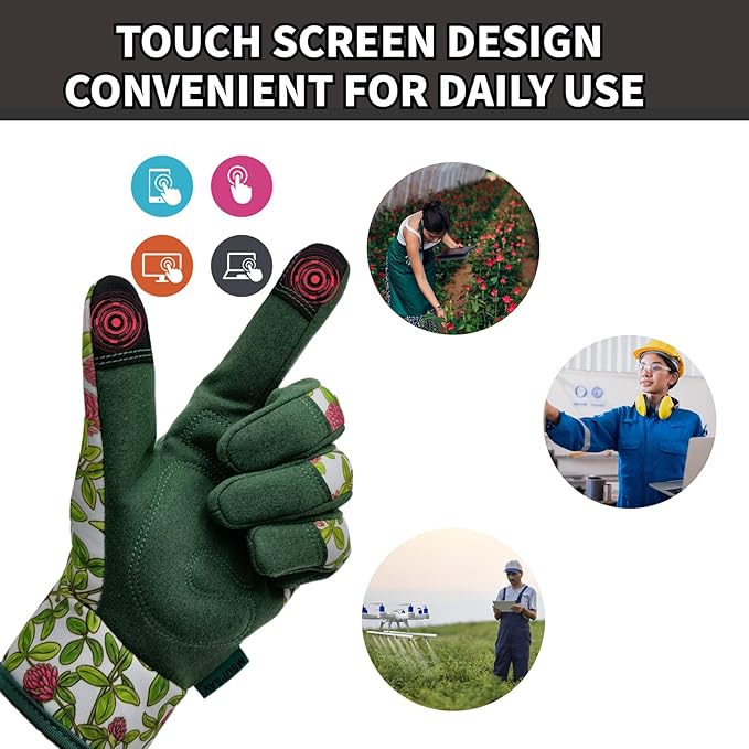 Cute Pattern Gardening Gloves,Thornproof Garden Glove,Gardener Gift | Gardening Gifts for Women,Touchscreen,Tender Thornproof,Cute Pattern,Protection Palm,Machine Washable,Adjustable Cuff
