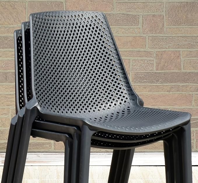 Urban Elements Melbourne 5-Piece Patio Furniture Set | Teak Finish 100% FSC Eucalyptus Wood | Backyard Furniture, Outside Table and Chairs, Round Outdoor Dining Set, 5-Piece Grey