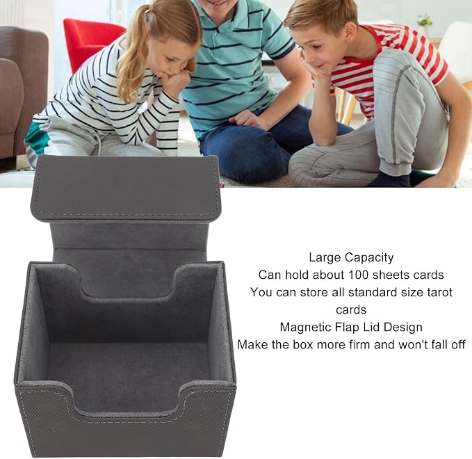 Zopsc PU Leather Card Deck Box, Magnetic Flap Lid, Large Capacity Storage Case for Game Cards Tarot Cards, Card Deck Case with Strong Closure