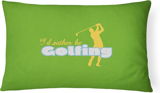 Caroline's Treasures SB3092PW1216 I'd Rather be Golfing Man on Green Canvas Fabric Decorative Pillow Machine Washable, Indoor Outdoor Decorative Pillow for Couch, Bed or Patio, 12HX16W
