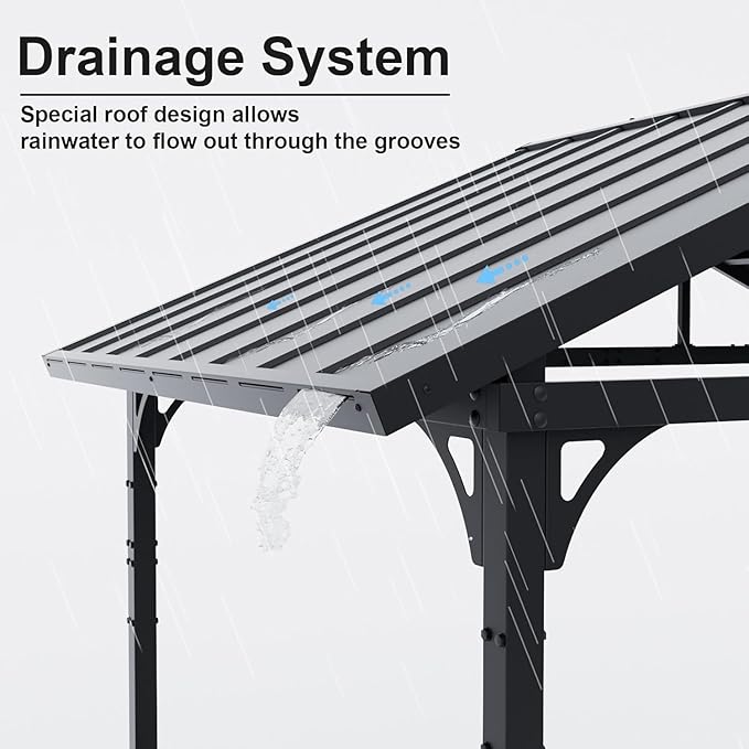 8' x 5' Hardtop Grill Gazebo,Outdoor BBQ Canopy Shelter with 2 Side Shelves and 5 Side Hooks,Patio Pavilion with Galvanized Steel Roof for Patio Lawn Backyard Garden
