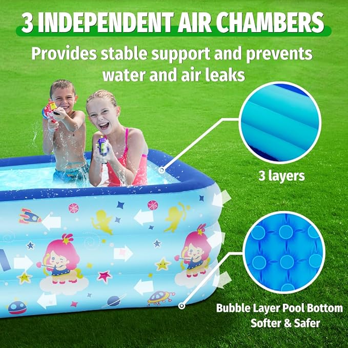 Seasons Inflatable Swimming Pool for Kids, 58 x 40 x 20 inches, PVC, Summer Swimming Pool for Garden & Outdoor Backyard Water Parties