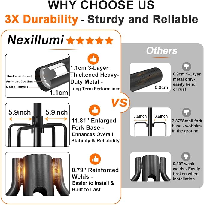 2 Pack Heavy-Duty String Light Poles for Outside with Fork, Adjustable Lighting Hanging Post Accessories for Patio Furniture Set Patio Decor Outdoor Decor Backyard Yard Pergola Garden Decorations