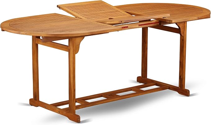 East West Furniture BSDK5CWNA 5 Piece Patio Dining Set Includes an Oval Outdoor Acacia Wood Table and 4 Folding Side Chairs, 36x79 Inch, Natural Oil