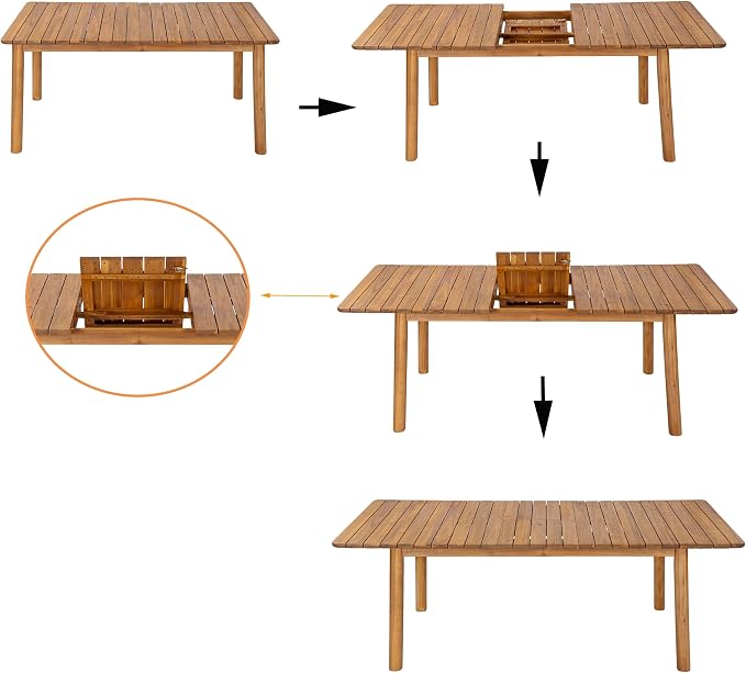 Christopher Knight Home Sky Acacia Wood Dining Table Set for 8, 9 Piece Patio Extendable Dining Table and Dining Chairs Set of 8 with Cushions & Rope Accents, Patio Furniture Set, Teak+Beige+Grey