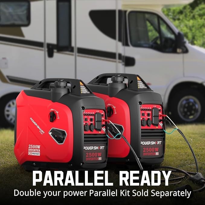 PowerSmart PS5020W 2500W Inverter Generator: Manual Start, Fuel-Efficient, with CO Alarm and USB Output—Ideal for Home and Outdoor Use
