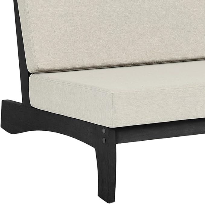 Outdoor Furniture Patio Couch, Weather Resistant 3-Seater Patio Sofa with Removable Cushion, Black Solid Wood Frame for Porch & Backyard Seating - Light Camel