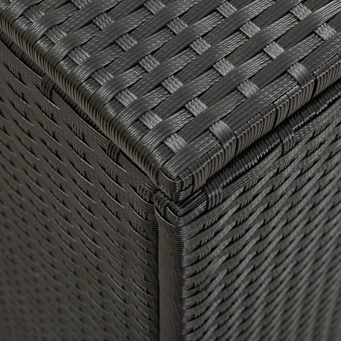 Outdoor Rattan Wicker Garden Storage Box, Patio Deck Storage Box, Patio Storage Container for Indoor, Patio Furniture Cushions, Pool Supplies,Poly Rattan 78.7"x19.6"x23.6" Black,-233