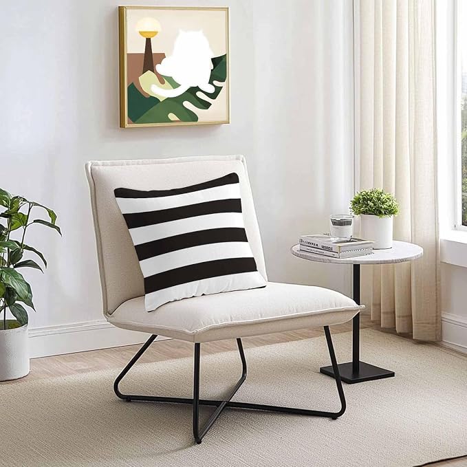 Outdoor Waterproof Pillow Covers Black White Stripes Decorative Throw Pillow Protectors,Modern Minimalist Geometric Art Pillowcase Cushion Cases for Patio Sofa Garden Couch,16x16in,Pack of 2