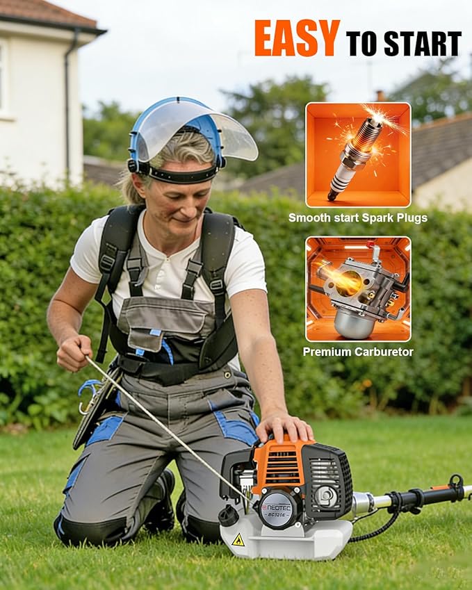 NEO-TEC 52CC 2-Stroke Gas Powered 5-in-1 Multi-Functional Weed Eater & Trimmer Combo Kit - Includes Grass Trimmer, Brush Cutter, Hedge Trimmer, Pole Saw, Blade, Extension Rod for Lawn Landscaping