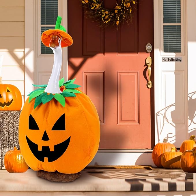 Halloween Pumpkin Goose Outfit Porch Fall Thanksgiving Summer Halloween Goose Clothes Yard Silly Lawn Duck Shirt for Autumn Party Cement Plastic Duck 23'' Porch Style