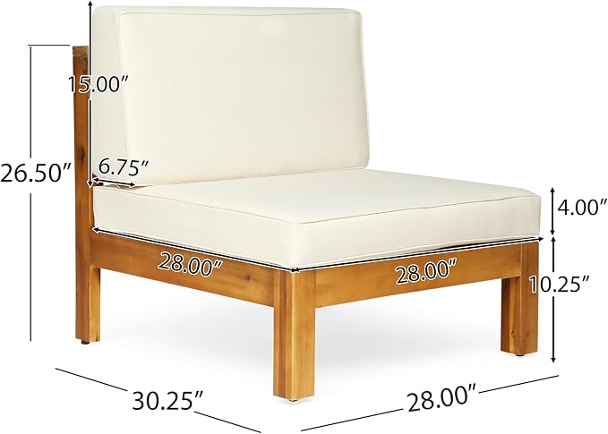 Christopher Knight Home Oana Outdoor 9 Seater Acacia Wood Sectional Sofa Set, Teak Finish and Beige