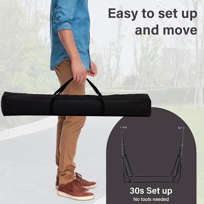 2 in 1 Hammock with Stand, Outdoor Hammock Swing Chair with Portable Heavy Duty Stand, Multi-Functional Hammock Stand 480 lbs Weight Capacit-Gray