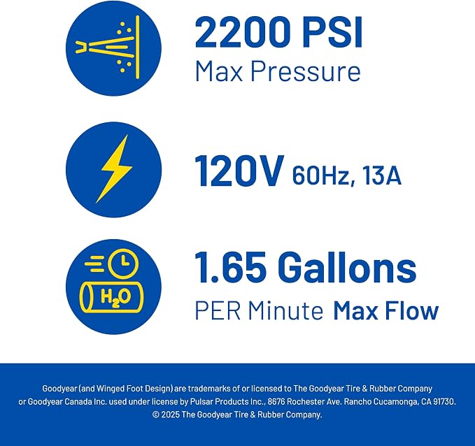 Goodyear 2200 PSI Vertical Electric Pressure Washer - 1.6 GPM