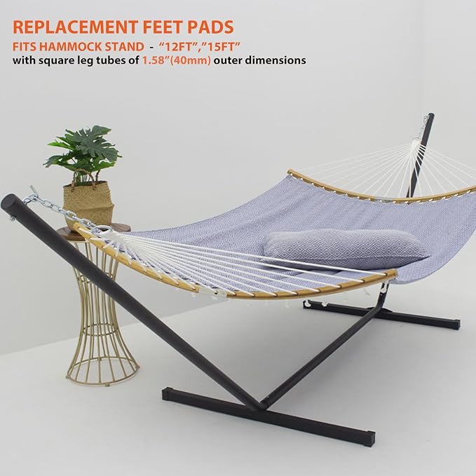Hammock Stand Feet Caps Replacement - Fits 1.58" (40mm) Square Leg Tubes Durable Plastic End Caps to Protect Metal Hammock Frame, Black (Set of 4)