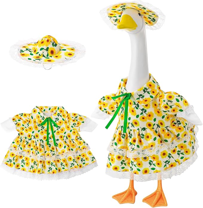 Porch Goose Outfit, 23" Porch Goose Clothes with Strawberry Skirt and Hat for Spring Summer Party Outdoor Patio