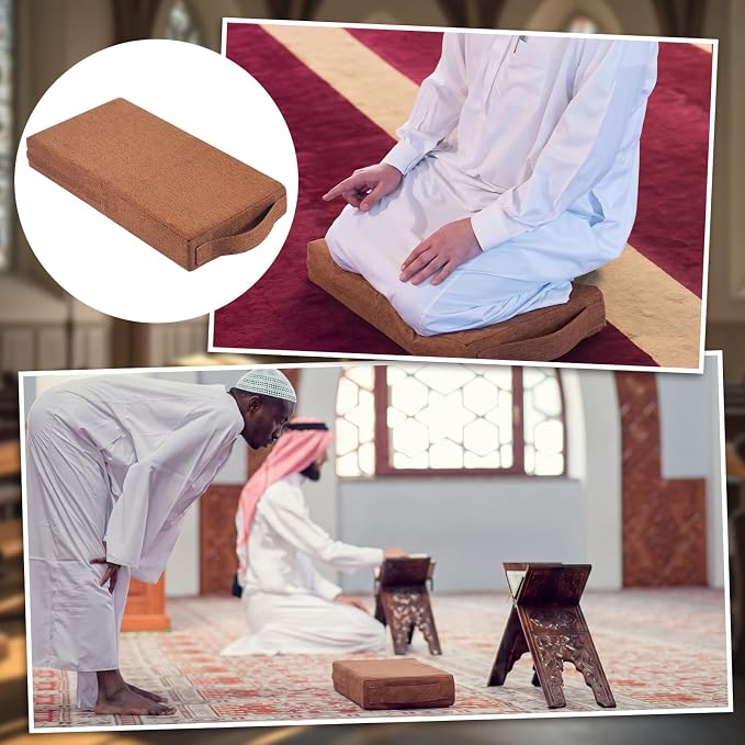 RattanView Small Personal Prayer Kneeler Pad 15 Inch Religious Kneeling Pillow Pad Linen-Look Fabric High Density Foam Church Praying Pillow for Prayer Group Session Kneeling Christian Gift
