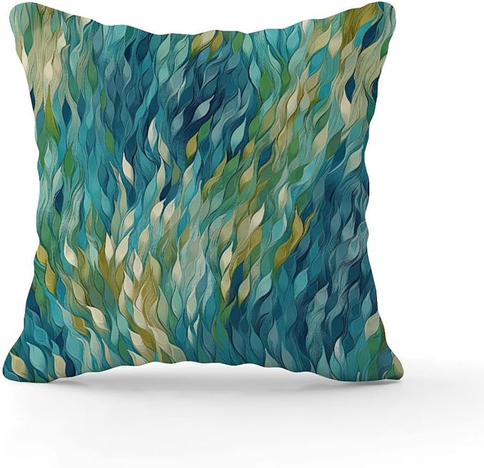 Pillowcase Make It Rain Fiesta Pillowcase Farmhouse Rainbow Teal Pillow Cover Accent Farmhouse Decor Pillow for Couch Sofa Bedroom Car 16x16 in