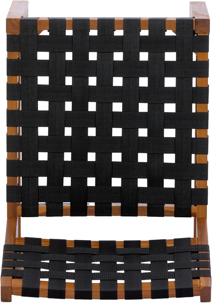 Christopher Knight Home Balew Acacia Wood Patio Dining Set for 4, Solid Wood Outdoor Dining Table Set for 4, 5 Piece Outdoor Dining Set with Rectangular Table and Woven Rope Accents, Teak+Black