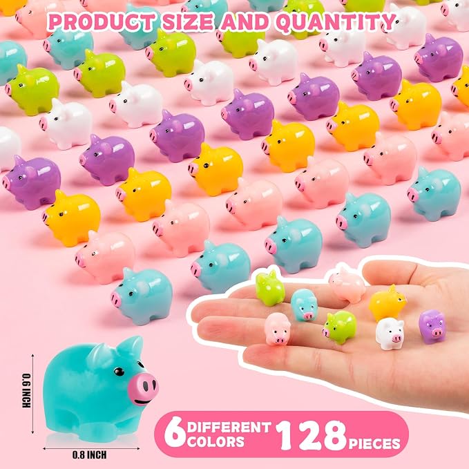 78PCS Mini Resin Pigs Figures Miniature, Colorful Tiny Pig for Cake Topper | Cute Pigs Figures Miniature, Tiny Pig Charms for Cake Topper, Garden Landscape Dollhouse Hide Game Room Decor DIY Craft