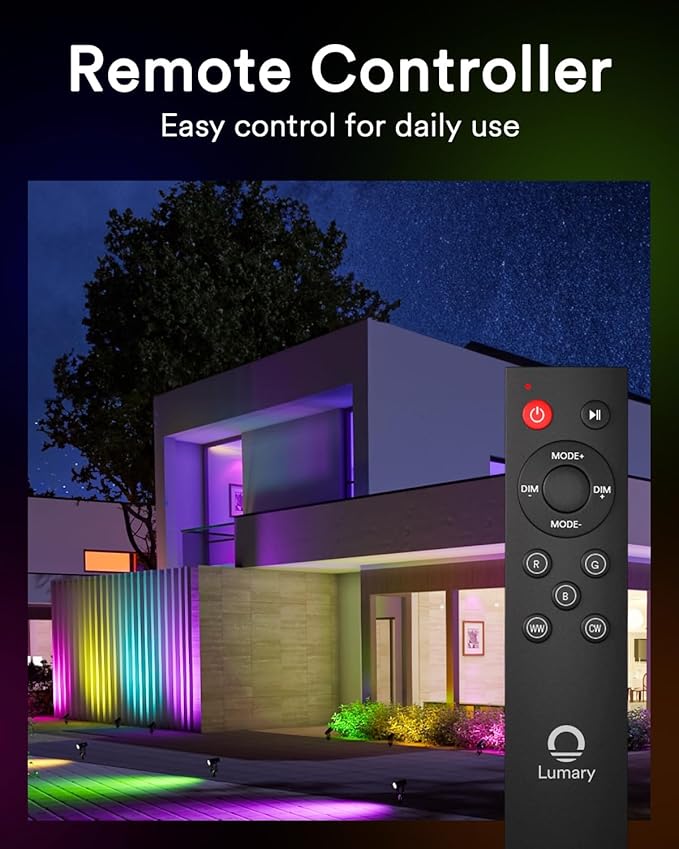 Lumary Smart Landscape Lights 56Ft, 6 Pack RGBAIWW Low Voltage Landscape Lighting, IP65 Waterproof Spotlight Color Changing Garden & Yard Lights, App/Voice/Remote Control, Compatible with Alexa