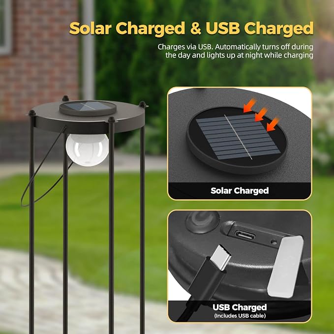 Outdoor Solar Floor Lamp with Plant Stand 2 in 1 Heavy-Duty Metal Flower Pot for Real/Fake Flowers, Adjustable Height, Waterproof Dusk to Dawn, Standing Light for Patio, Yard, Garden (35.5"H - 1Pack)