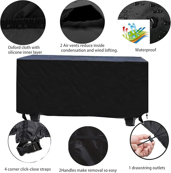 Outdoor Prep Table Cover 48''L x 24''W x 35''H,Heavy Duty Waterproof 600D Furniture Cover for Stainless Steel Food Table,Cart Prep Table,Coffee Table,BBQ Grill Table,Dining Table Office Desk