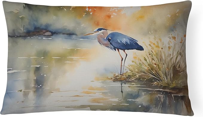 Caroline's Treasures DAC2847PW1216 Blue Heron Throw Pillow Machine Washable, Indoor Outdoor Decorative Pillow for Couch, Bed or Patio, 12HX16W